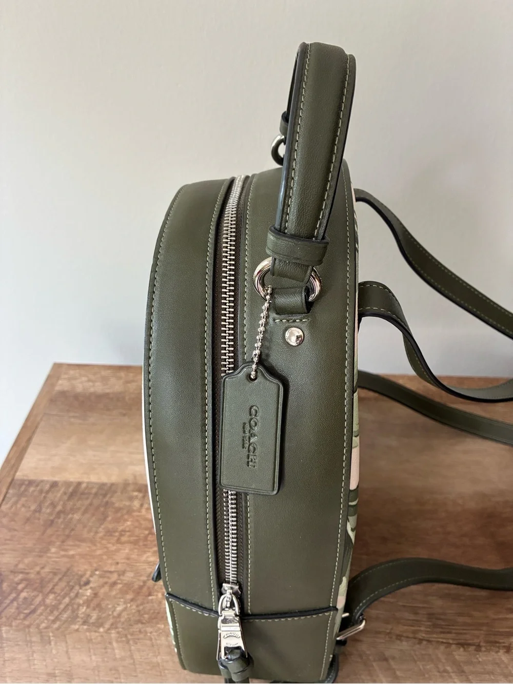 Coach Jordyn Backpack Banana Leaf Print,  Green / Chalk / Silver, 3962